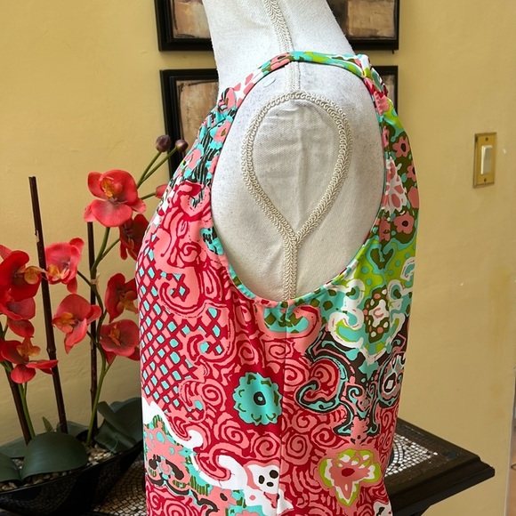 Jude Connally Abstract Medallion Print Coral Green Sz 14 Sheath Mini Dress USA - Picture 8 of 15